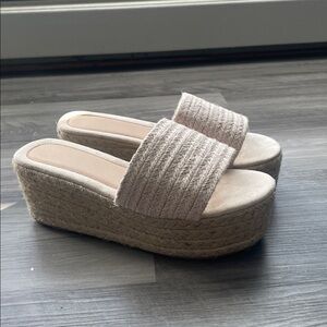 SHEIN Cream Espadrille Wedge Sandals